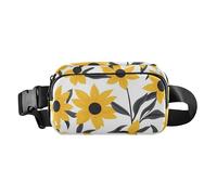 Black - Eyed Susan Bicolor - Riñonera cruzada para mujeres, hombres y adolescentes, bolsa deportiva multiusos con correa ajustable para viajes, vacaciones, correr