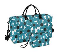 Black-Eyed Susan Simple Line Art Valentinesnes Cyan - Bolsa de viaje para fin de semana/noche con bolsa de aseo para deportes, plegables, color cian