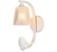 Black Farmhouse Indoor Wall Sconce with Ribbed Glass Nordic Modern Bedroom Wall Light Vintage White Bird Art Deco Wall Lamp for Bedside Bathroom Living Room Kitchen Vanity Light(White)
