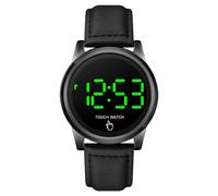 (Black) Fashion Led Digital Watches Men Touching Screen Deep Waterproof Sports Watch