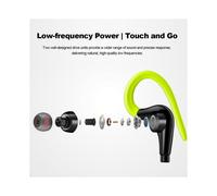 (Black) FONGE Wired Waterproof Earphones Stereo Ear Hook Earbuds Sport Headset with Mic for Running Gym