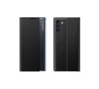 (Black) For Galaxy Note 10 Plus Side Display Magnetic Horizontal Flip Plain Texture Cloth + Pc Case With & For Galaxy Note 10 Plus