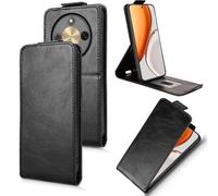 (black) for Honor Magic 8 Lite Slim Business Style Simple Vertical Wallet Flip Folio Leather Protective Phone Case with Card Slot for Men Women