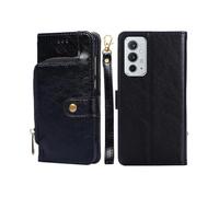 (Black) For OnePlus 9RT 5G Zipper Bag Horizontal Flip Leather Phone Case with Holder & Card Slots & Lanyard