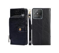 (Black) For OPPO Realme Narzo 50A Zipper Bag Leather Phone Case