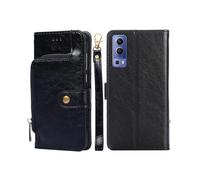 (Black) For vivo Y72 5G / iQOO Z3 Zipper Bag PU + TPU Horizontal Flip Leather Case with Holder & Card Slot & Wallet & Lanyard(Black)