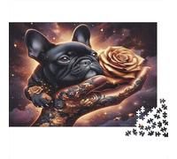 Black French Bulldog Puzzle 1000p para Toda La Familia Relax En Casa Reto Mental Mejor Valorados Tiempo Libre Reciclable 52x38cm/1000pcs