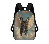 Black French Bulldog with Angel Wings Pet Loss Tribute Mochilas Infantiles Escolares Impresas En 3D, Mochilas Para Niños, Mochilas De Viaje Para Niños Y Niñas, Mochilas Escolares Para Niños 17inch