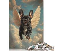 Black French Bulldog with Angel Wings Pet Loss Tribute Puzzles Imposible,desafío for Adults Juego Educativo 1000 Piezas Obra De Arte De Juego De para Adultos Y Niños A Partir De 12 Años 1000pcs (75x