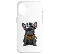 Black Frenchie como piloto Bulldog francés Negro Carcasa para iPhone 16