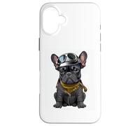 Black Frenchie como piloto Bulldog francés Negro Carcasa para iPhone 16 Plus
