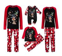 Black Friday 2024 Pijamas Navidad Familia,Pijama Navidad Familia Pareja Cuadros Rojos y Negros Pijama Natal Familia con Estampado de Renos Pijamas Navideños de Mujer Hombre Niña Bebe Invierno Regalo