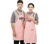 Black Friday Deals Delantales de chef personalizados con bolsillos, delantales bordados personalizados para mujeres y hombres, delantal de chef de cocina, lazos largos, rosa, 29In * 26In