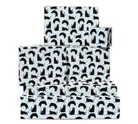 Black Gato Papel De Regalo - Azul - 6 Hojas De Light Azul Wrap With Cats And Stars - Wrap For Niños Niñas & Niños - Navidad Holidays Halloween Fiesta De Bebé - By Central 23 By