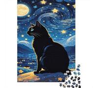 Black Gato Puzzle De 1000 Piezas Animales Rompecabezas Adultos De 1000 Piezas Juego Entretenimiento Creativo 1000pcs (75x50cm)