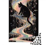 Black Gato Puzzle De 1000 Piezas Animales Rompecabezas Adultos De 1000 Piezas Obra De Arte Entretenimiento Creativo 1000pcs (75x50cm)