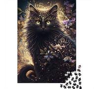 Black Gato Puzzle De 1000 Piezas Animales Rompecabezas Adultos De Madera para Adultos Obra De Arte Entretenimiento Creativo 1000pcs (75x50cm)
