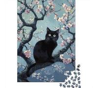 Black Gato Puzzle De 1000 Piezas Animales Rompecabezas Adultos De Madera para Adultos Obra De Arte Entretenimiento Creativo 1000pcs (75x50cm)