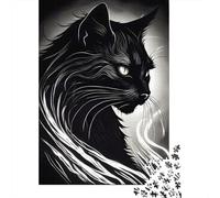 Black Gato Puzzle De 1000 Piezas Animales Rompecabezas para Adultos De 1000 Piezas Decoracion Hobby 1000pcs (75x50cm)
