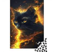 Black Gato Puzzle De 1000 Piezas Animales Rompecabezas para Adultos De 1000 Piezas Obra De Arte Regalo 1000pcs (75x50cm)