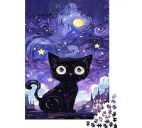 Black Gato Puzzle De 1000 Piezas Interesante Rompecabezas para Adultos De 1000 Piezas Pintura Entretenimento 1000pcs (75x50cm)