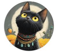 Black Gato with Yellow Eyes Rompecabezas CariGatouraPiel Rompecabezas Juego De Habilidad para Toda La Familia 1000pcs (67.5x67.5cm)