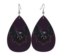 Black Ghost Bat - Pendientes de piel con forma de lágrima para mujer, gancho chapado en plata 925, accesorios de vacaciones