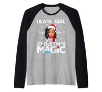 Black Girl Christmas Magic Melanie Mujer Piel Marrón Chicas Camiseta Manga Raglan
