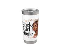 Black Girl Magic Coquette Corona Floral Rosa Melanina Queen Vaso térmico de acero inoxidable de doble pared