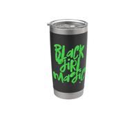 Black Girl Magic Lime Green African Queen Melanin Mujer Chica Vaso térmico de acero inoxidable de doble pared