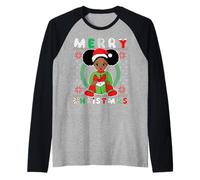 Black Girl Melanin Christmas Ugly Xmas Sweater Girls Pijama Camiseta Manga Raglan