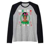Black Girl Melanin Christmas Ugly Xmas Sweater Girls Pijama Camiseta Manga Raglan