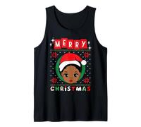 Black Girl Melanin Christmas Ugly Xmas Sweater Girls Pijama Camiseta sin Mangas