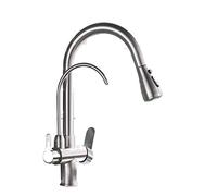 Black Gold Kitchen Faucet with ll-Out Sprayer 3-Way Water Filter for Drinking Hot & Cold Water Mixer Stylish Sink Tap for Modern Kitchens (1 Black B)