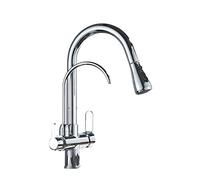 Black Gold Kitchen Faucet with ll-Out Sprayer 3-Way Water Filter for Drinking Hot & Cold Water Mixer Stylish Sink Tap for Modern Kitchens (1 Black B)