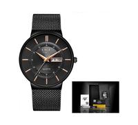 (Black gold) Mens Watches LIGE Luxury Waterproof Ultra Thin Date Clock Male Steel Strap Casual Quartz Watch Men Sports Wrist Watch
