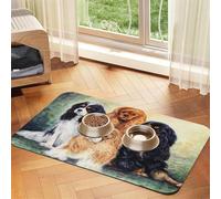 Black Golden Cavalier King Charles Spaniel,Waterproof Pet Feeding Mat,PU Leather Placemats for Cat Dog Water Bowl,Food Mats,30x45cm