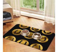 Black Golden Horseshoe,Waterproof Pet Feeding Mat,PU Leather Placemats for Cat Dog Water Bowl,Food Mats,30x45cm