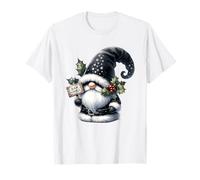 Black Goth GNOME with Bah Humbug Sign For Xmas Funny Santa Camiseta