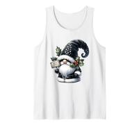 Black Goth GNOME with Bah Humbug Sign For Xmas Funny Santa Camiseta sin Mangas