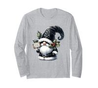 Black Goth GNOME with Bah Humbug Sign For Xmas Funny Santa Manga Larga