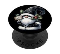 Black Goth GNOME with Bah Humbug Sign For Xmas Funny Santa PopSockets PopGrip Adhesivo