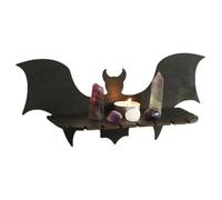Black Gothic Wall Shelf - Bat Shelves For Wall | Wooden Aesthetic Crystal Shelf | Wooden Floating Gothic Decor Rack | Bathroom Shelves Load-Bearing | Spooky Home Decor For Halloween Home Room