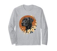 Black Great Dane Flower Dog Lover Manga Larga