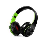 (Black Green) Headphones Bluetooth Headset Earphone Wireless Headphones Stereo Foldable Sport Earphone Microphone Headset Handfree MP3 Player