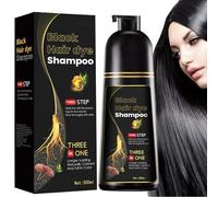 Black Hair Dye Champú 3 en 1 para teñir el cabello negro, color negro contra canas, tinte semipermanente para hombres y mujeres (500 ml)
