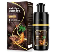 Black Hair Dye, Champú para teñir el cabello negro 3 en 1 para cabellos grises, champú instantáneo para hombres y mujeres, efecto antigris (Dark brown-350ml)