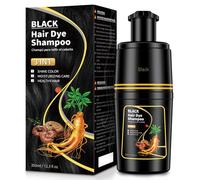Black Hair Dye, Champú para teñir el cabello negro 3 en 1 para cabellos grises, champú instantáneo para hombres y mujeres, efecto antigris (Black-350ML)