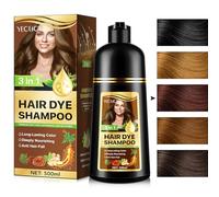 Black Hair Dye Shampoo 3 en 1, Champu Tinte Negro para Cabello, Brown Hair Dye Shampoo, Champu para Canas, Champú Color tinte de pelo en minutos Champú tinte Mujer y Hombres, 500ML(Castaño)
