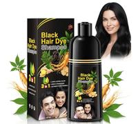 Black Hair Dye Shampoo,Champú Tinte Cubre Canas,Champú Tinte Negro 3 En 1, Nutre Y Protege El Cabello,FáCiles AplicacióN Y Larga DuracióN,Para Mujer Y Hombre,500ml